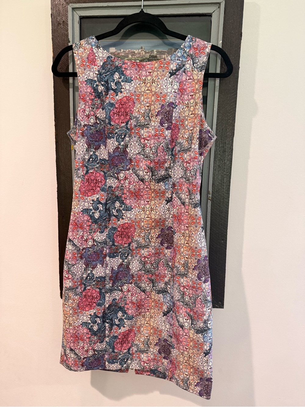 H&M Multicolor Floral Mosaic Sleeveless Shift Dress